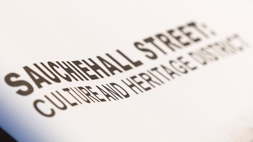 Signage which says Sauchiehall Street: Culture and Heritage District