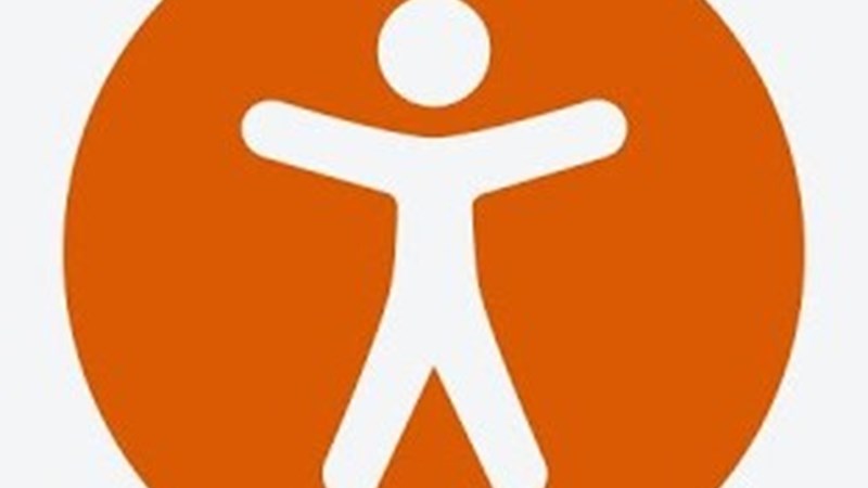 The Reachdeck symbol, showing a human figure on an an orange button